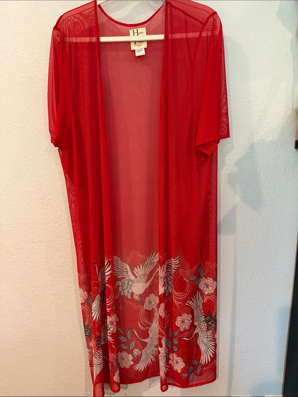 Havana Sheer Red Floral Kimono Robe